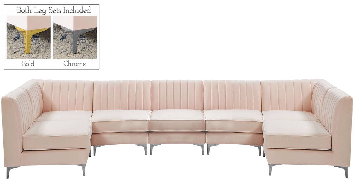 Alina Pink Velvet Modular Sectional - galleria furniture outlet