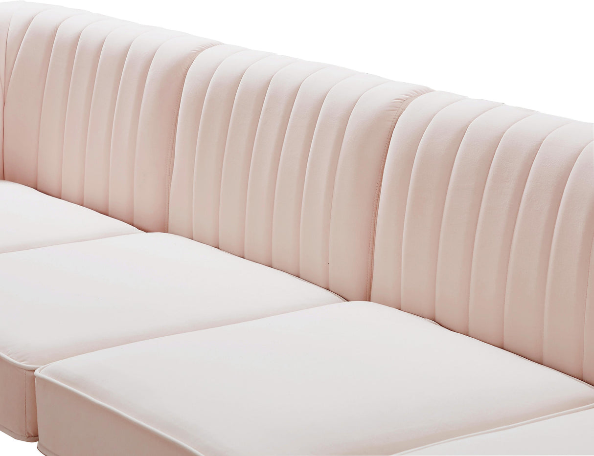 Alina Pink Velvet Modular Sectional - galleria furniture outlet
