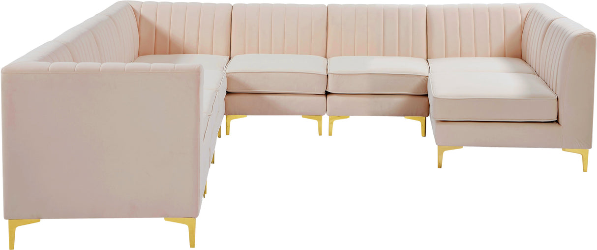 Alina Pink Velvet Modular Sectional - galleria furniture outlet