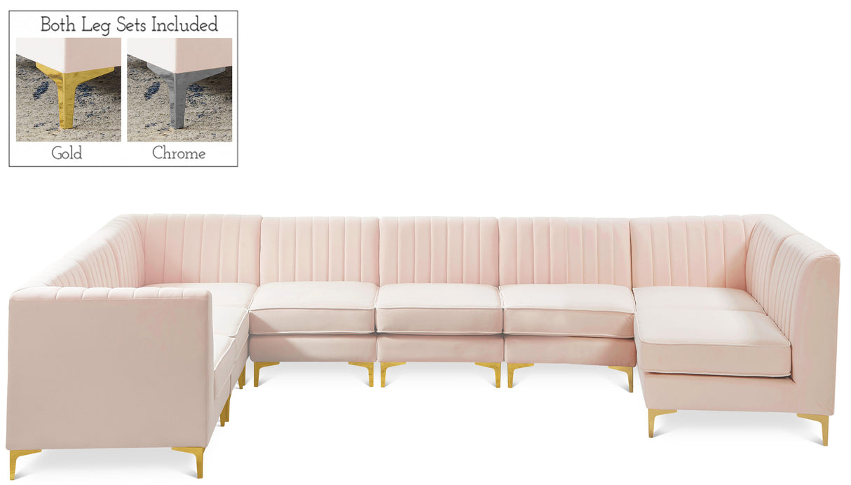 Alina Pink Velvet Modular Sectional - galleria furniture outlet