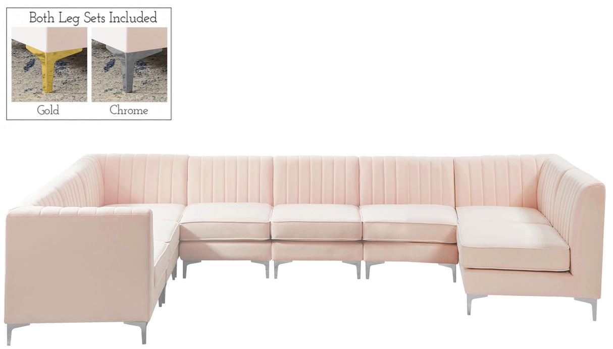 Alina Pink Velvet Modular Sectional - galleria furniture outlet