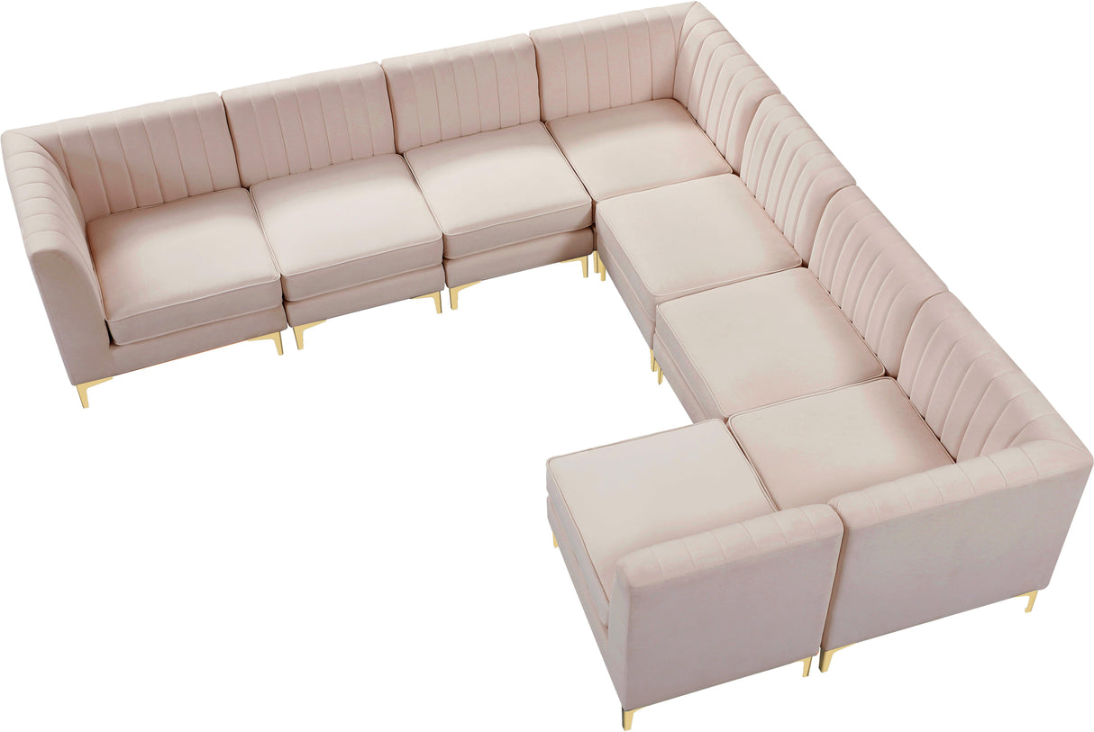Alina Pink Velvet Modular Sectional - galleria furniture outlet