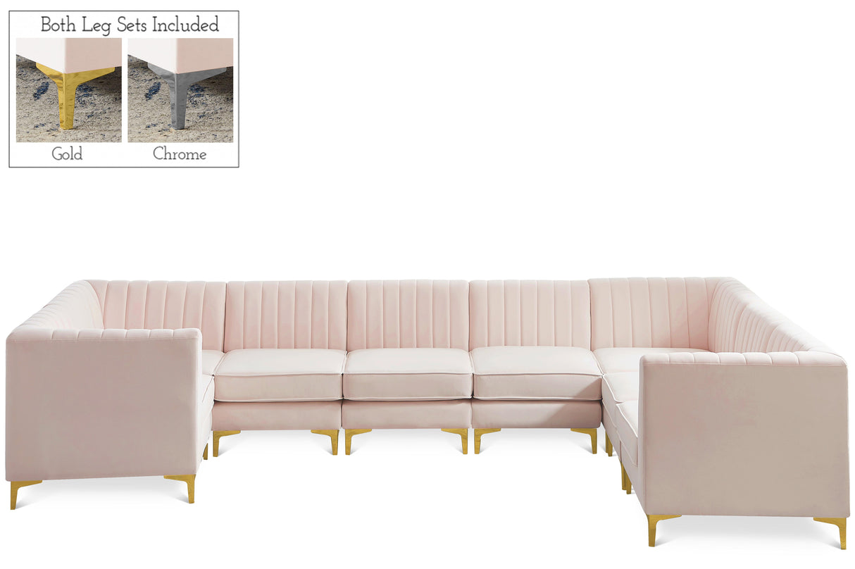 Alina Pink Velvet Modular Sectional - galleria furniture outlet