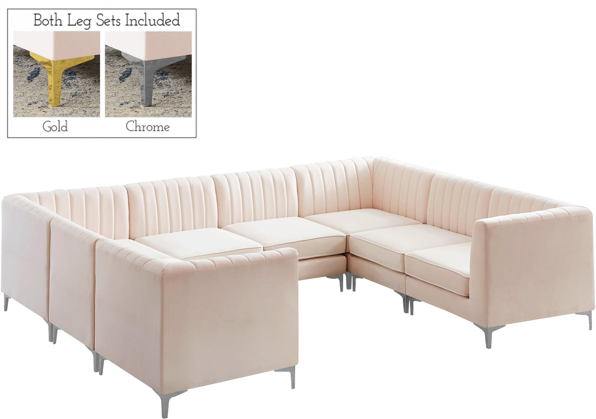 Alina Pink Velvet Modular Sectional - galleria furniture outlet