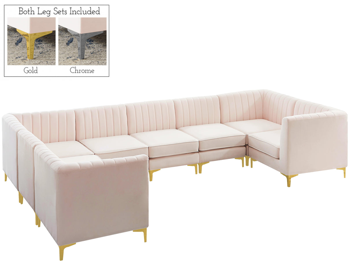 Alina Pink Velvet Modular Sectional - galleria furniture outlet