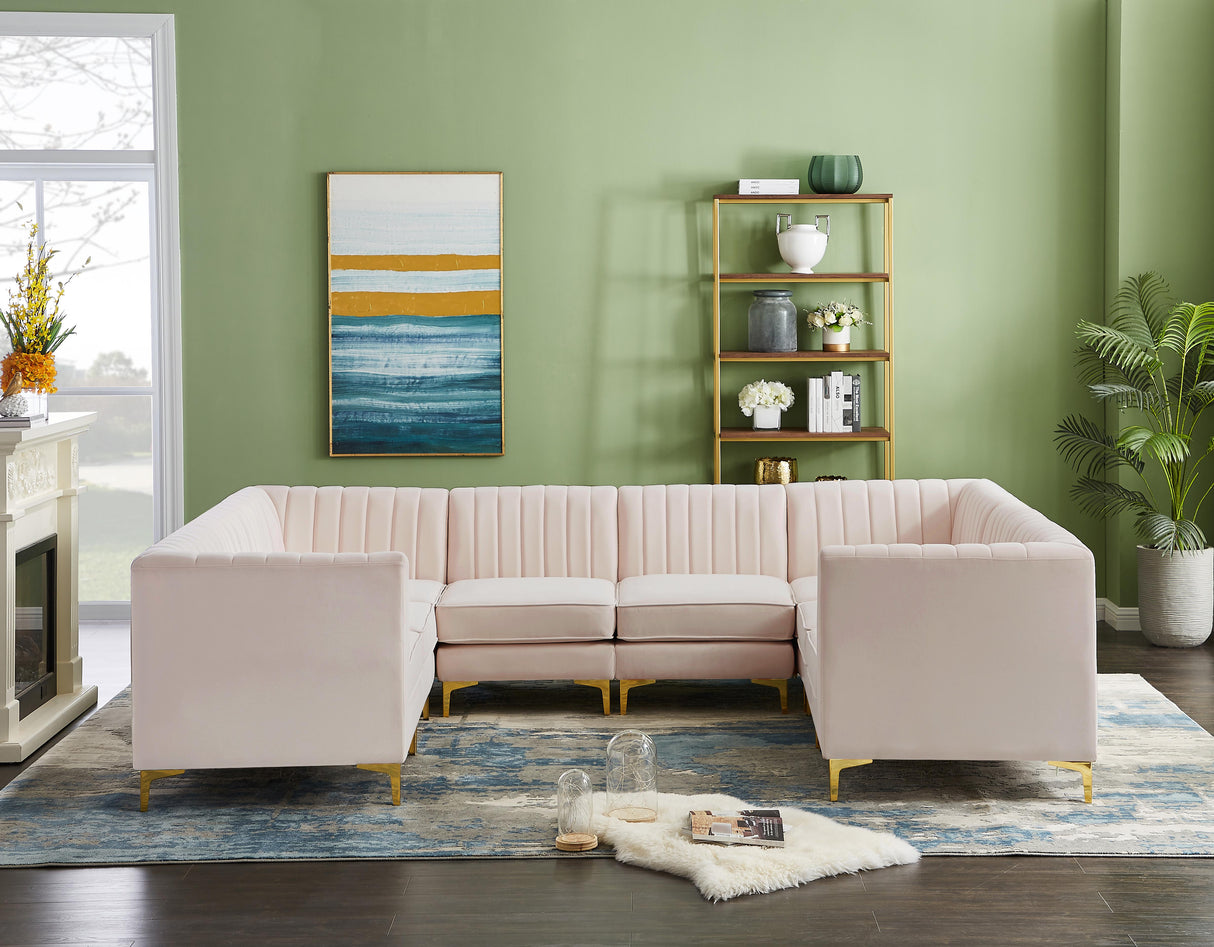 Alina Pink Velvet Modular Sectional - galleria furniture outlet