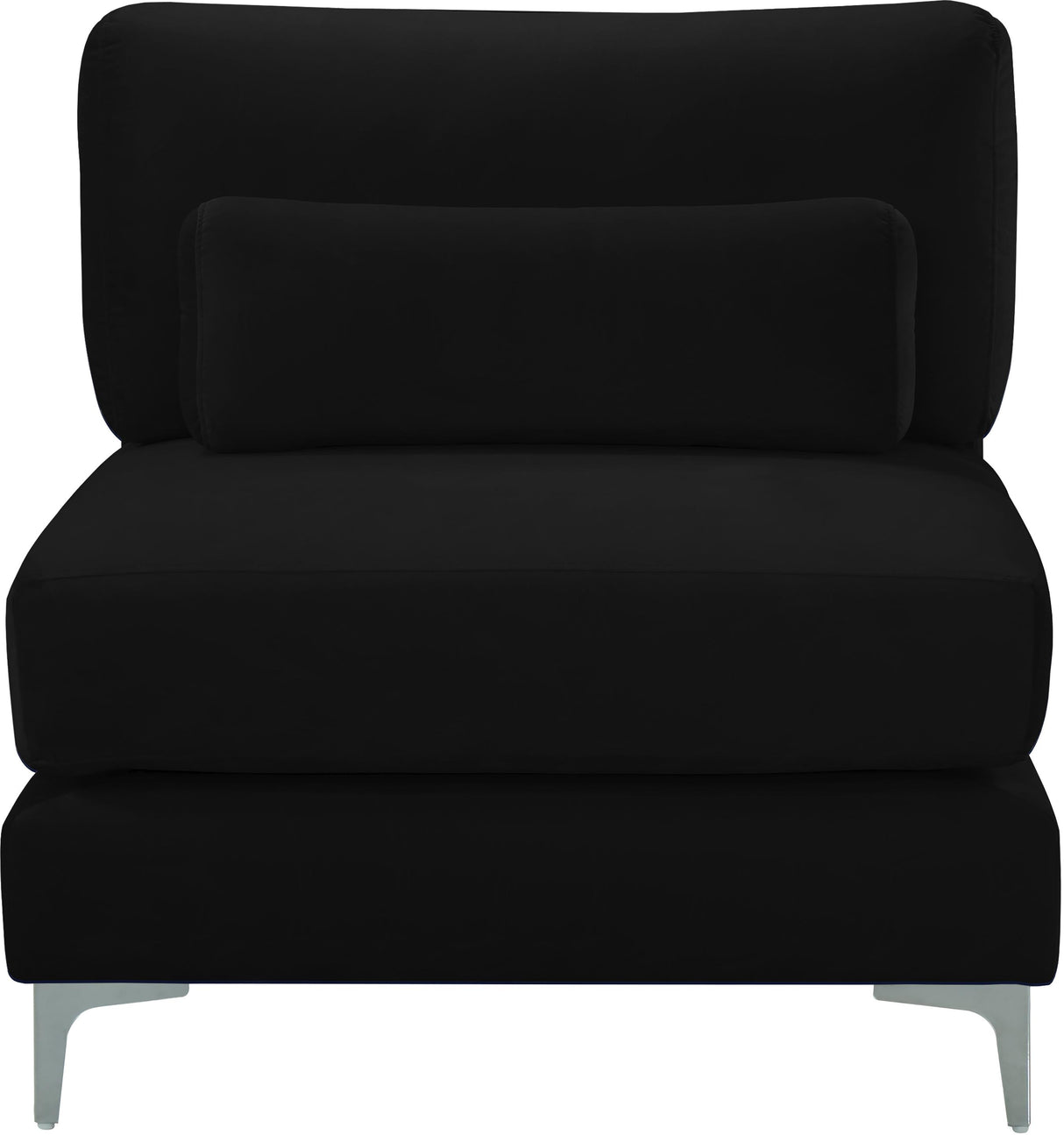 Julia Black Velvet Modular Armless Chair - galleria furniture outlet