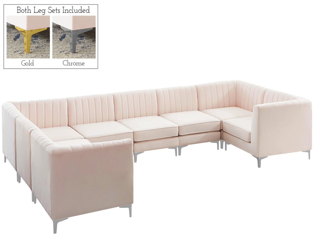 Alina Pink Velvet Modular Sectional - galleria furniture outlet