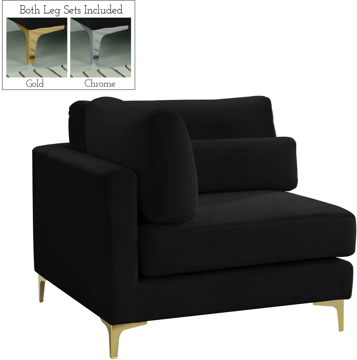 Julia Black Velvet Modular Corner Chair - galleria furniture outlet