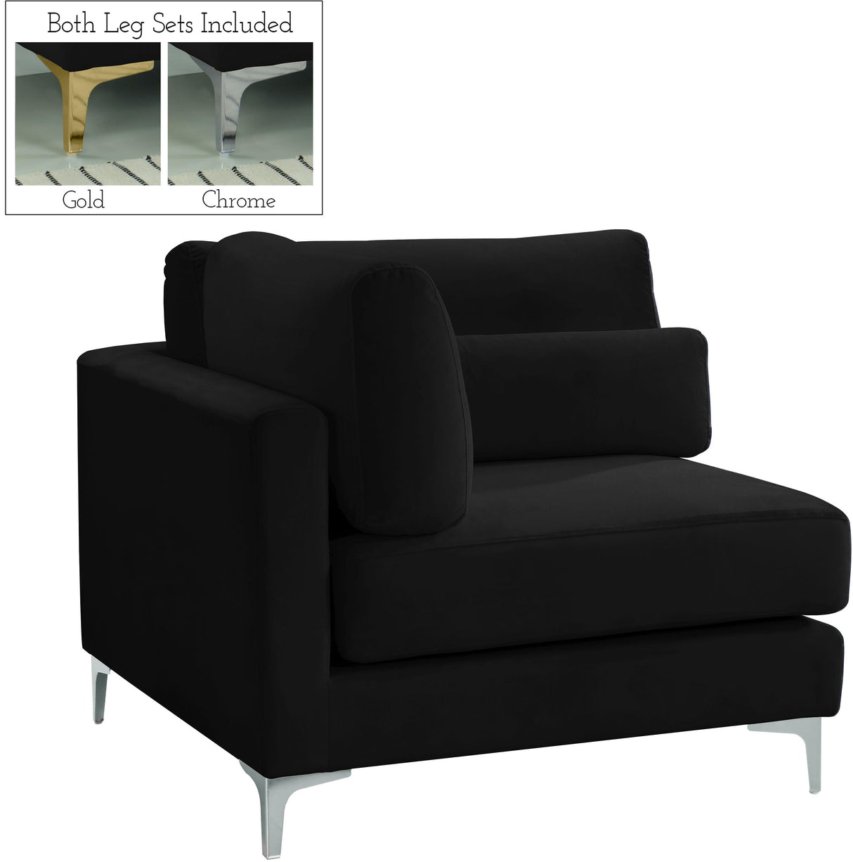 Julia Black Velvet Modular Corner Chair - galleria furniture outlet