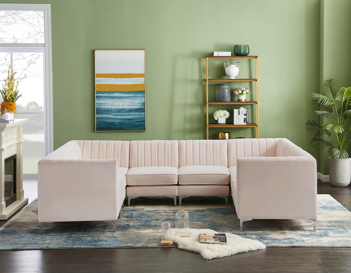 Alina Pink Velvet Modular Sectional - galleria furniture outlet