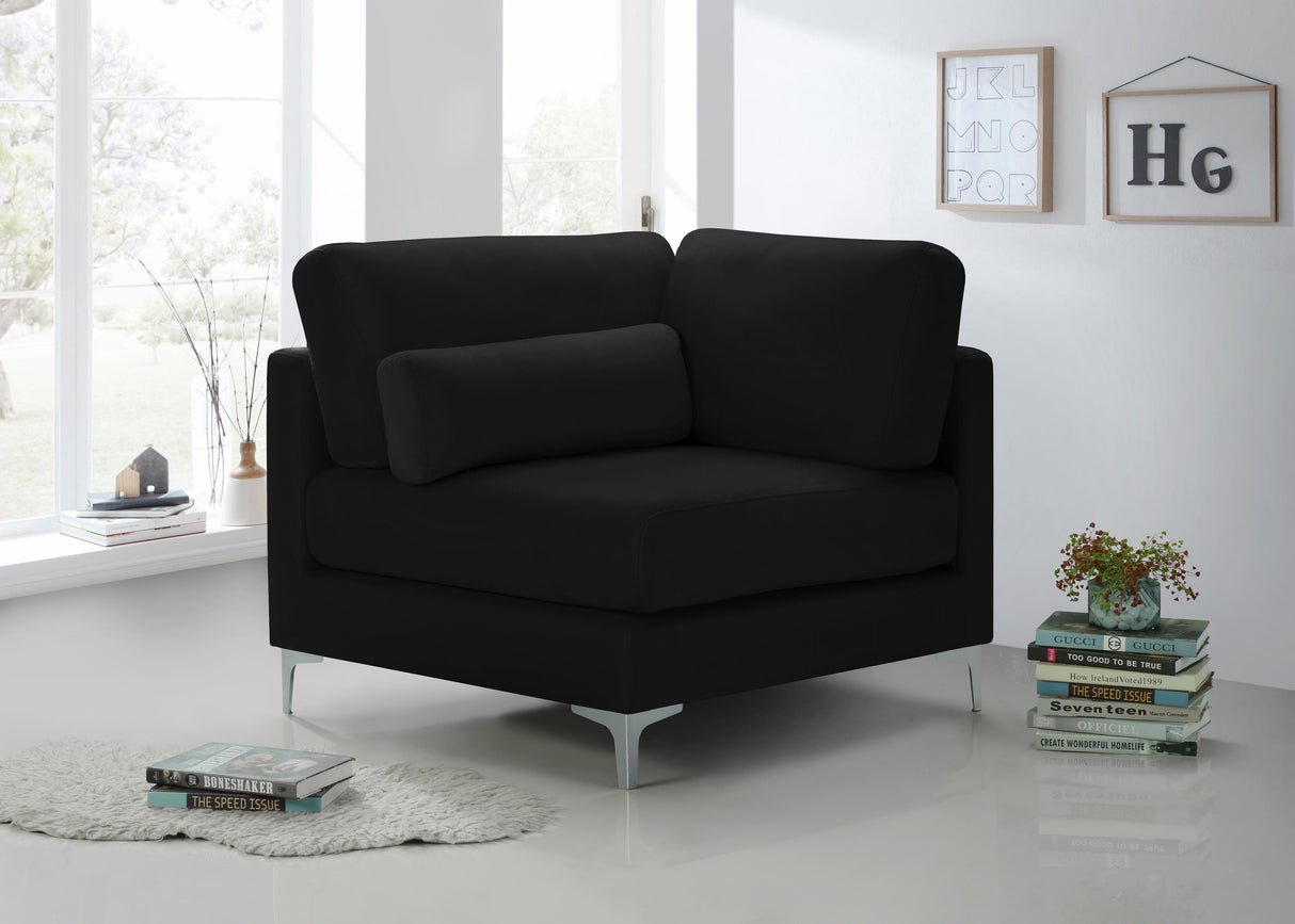 Julia Black Velvet Modular Corner Chair - galleria furniture outlet