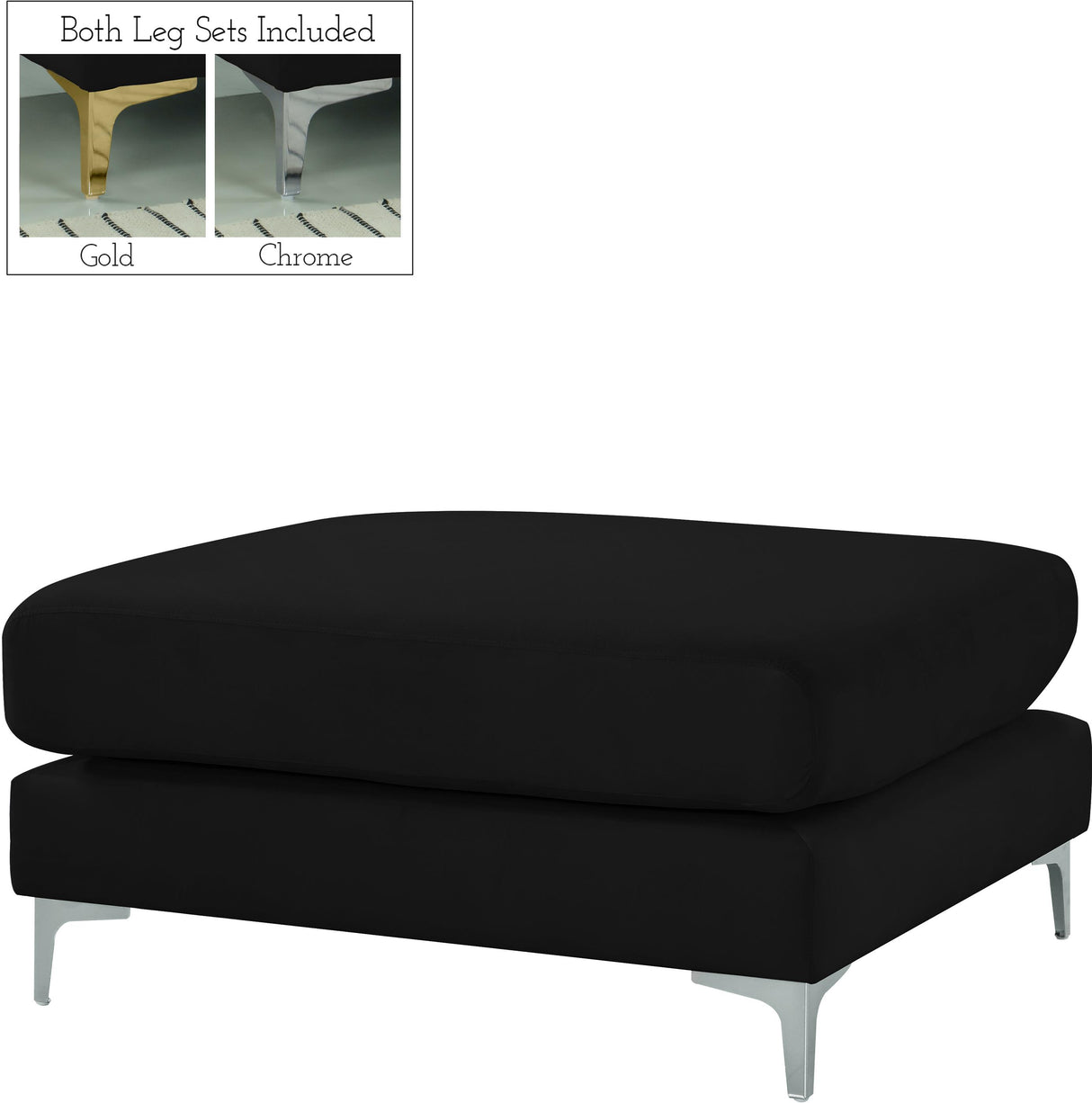 Julia Black Velvet Modular Ottoman - galleria furniture outlet