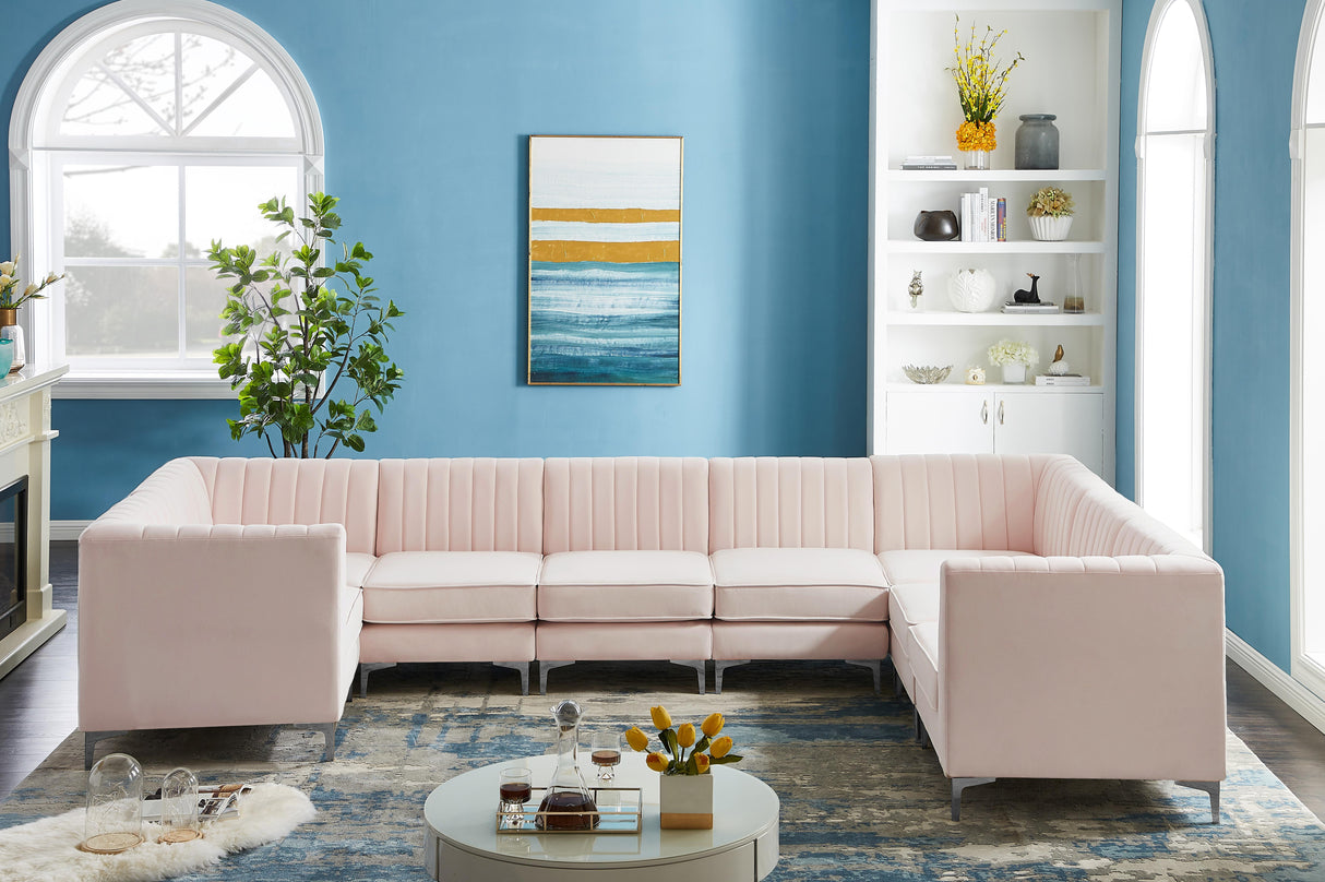 Alina Pink Velvet Modular Sectional - galleria furniture outlet