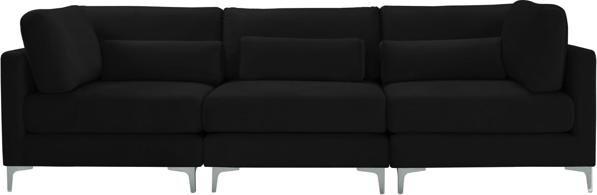 Julia Black Velvet Modular Sofa (3 Boxes) - galleria furniture outlet