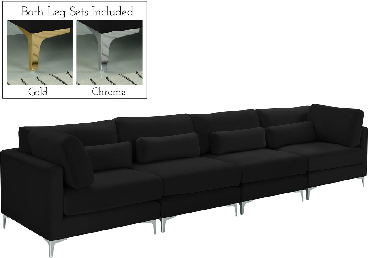 Julia Black Velvet Modular Sofa (4 Boxes) - galleria furniture outlet