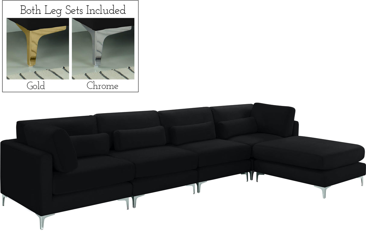 Julia Black Velvet Modular Sectional (5 Boxes) - galleria furniture outlet