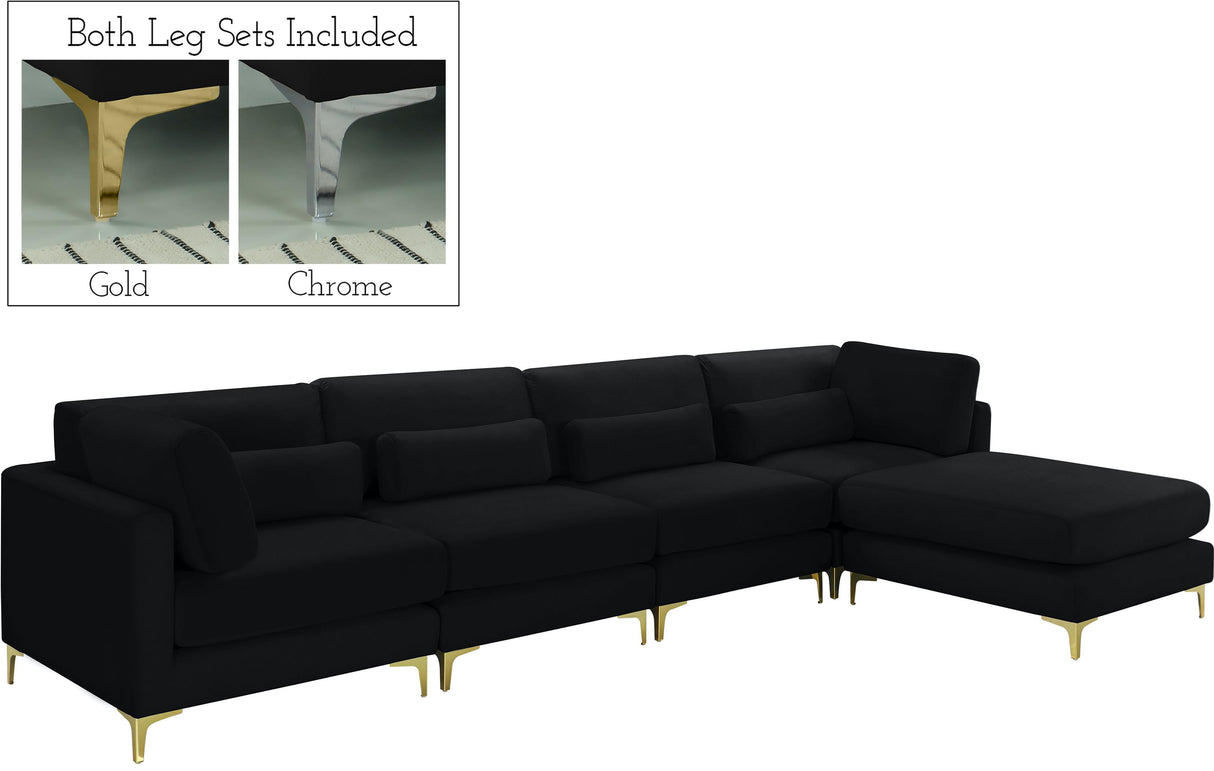 Julia Black Velvet Modular Sectional (5 Boxes) - galleria furniture outlet