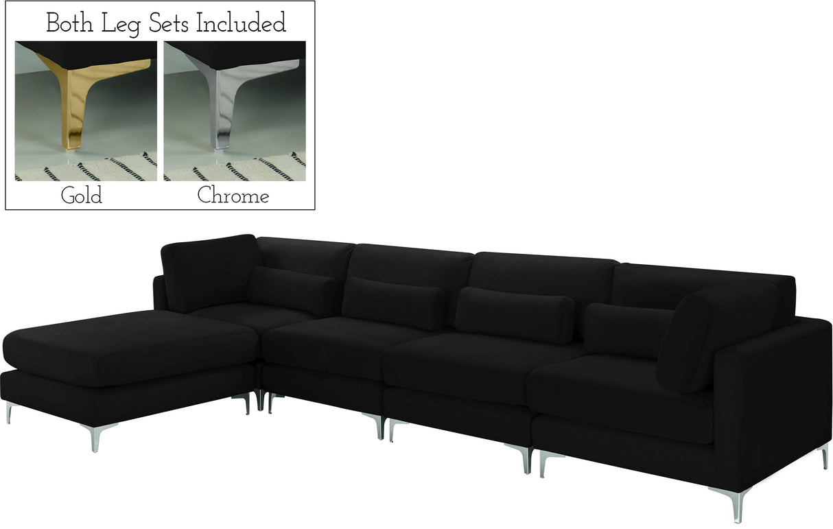 Julia Black Velvet Modular Sectional (5 Boxes) - galleria furniture outlet