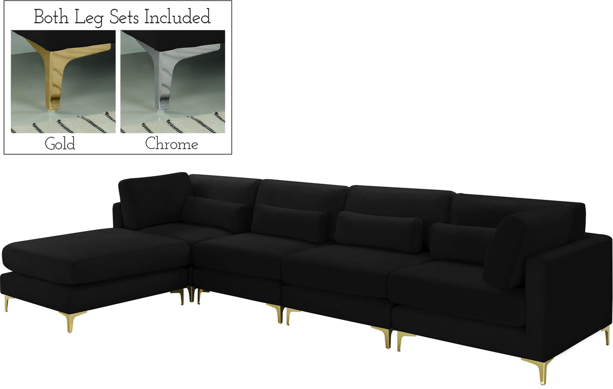 Julia Black Velvet Modular Sectional (5 Boxes) - galleria furniture outlet