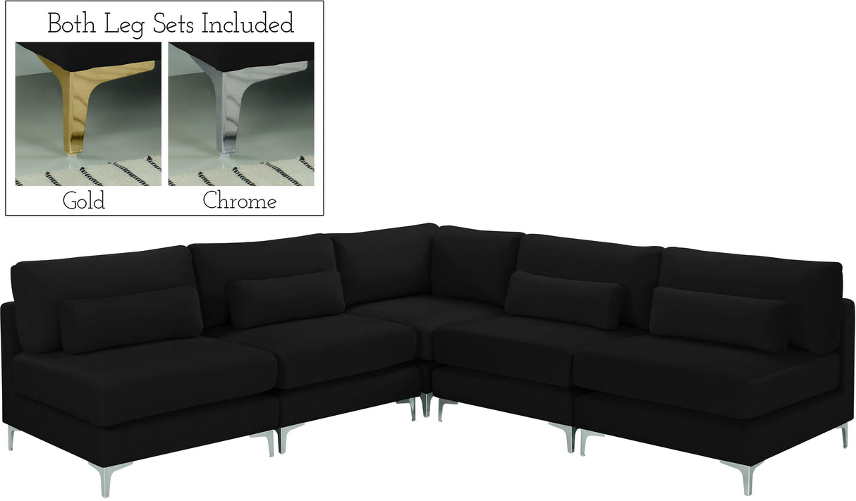 Julia Black Velvet Modular Sectional (5 Boxes) - galleria furniture outlet
