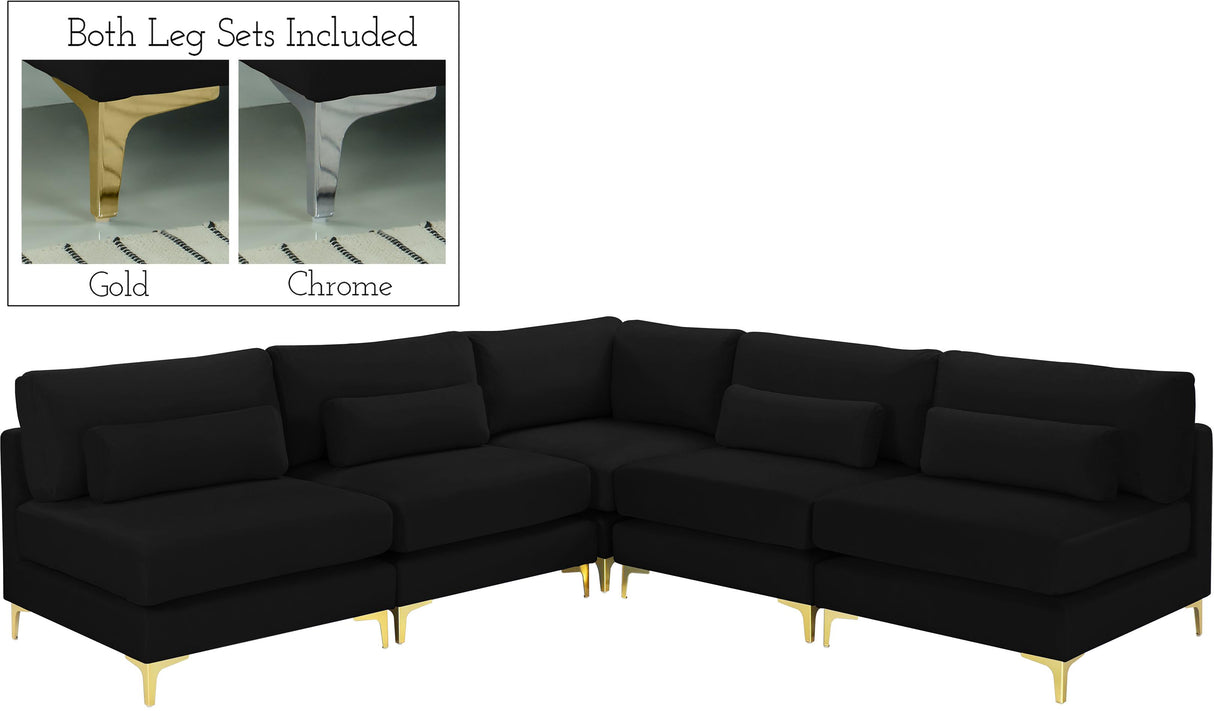 Julia Black Velvet Modular Sectional (5 Boxes) - galleria furniture outlet