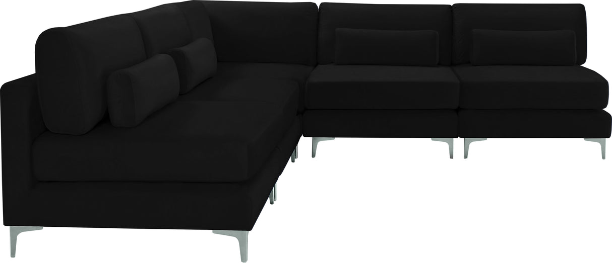 Julia Black Velvet Modular Sectional (5 Boxes) - galleria furniture outlet
