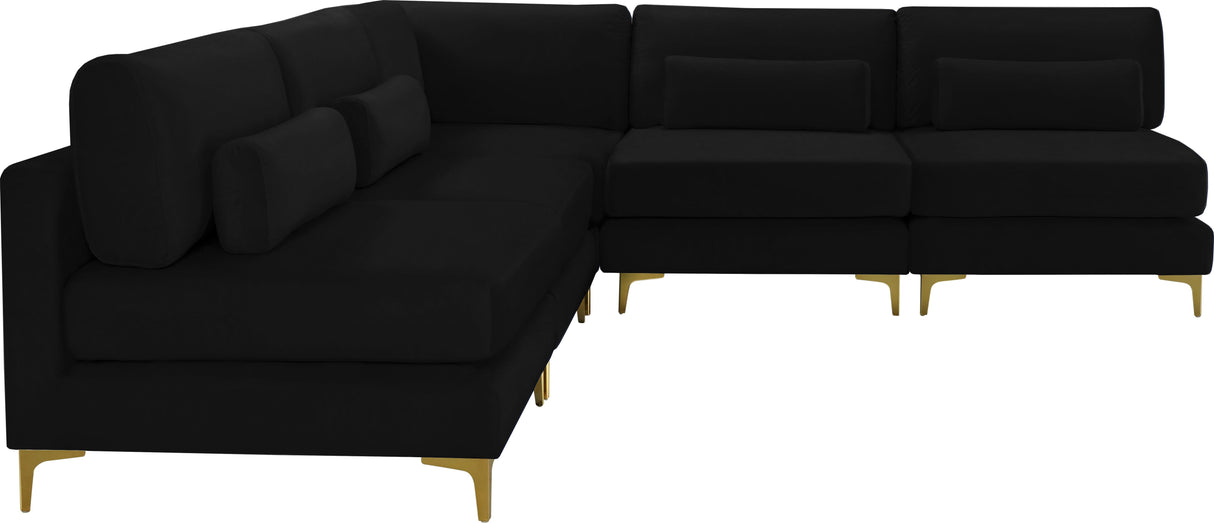 Julia Black Velvet Modular Sectional (5 Boxes) - galleria furniture outlet