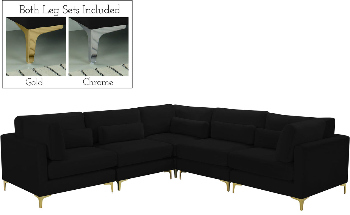 Julia Black Velvet Modular Sectional (5 Boxes) - galleria furniture outlet