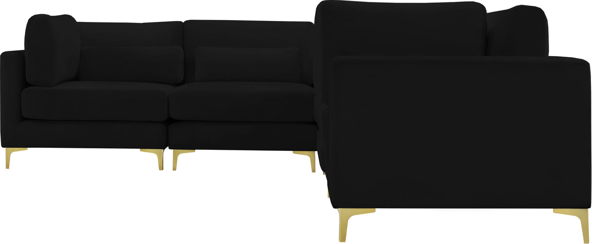 Julia Black Velvet Modular Sectional (5 Boxes) - galleria furniture outlet