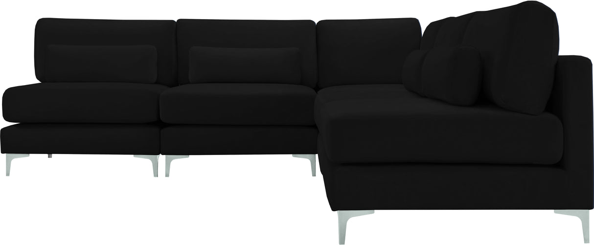 Julia Black Velvet Modular Sectional (5 Boxes) - galleria furniture outlet