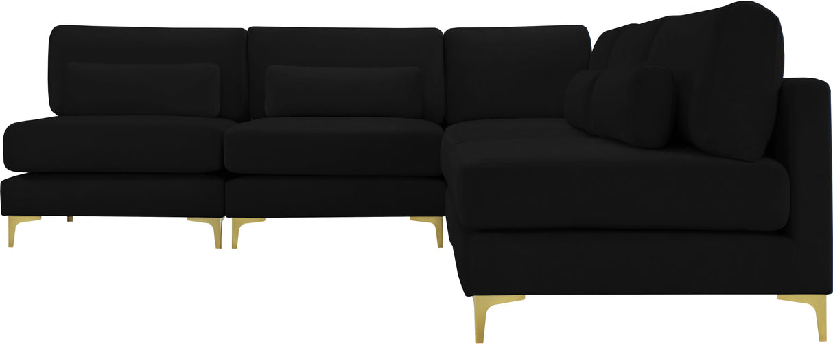 Julia Black Velvet Modular Sectional (5 Boxes) - galleria furniture outlet