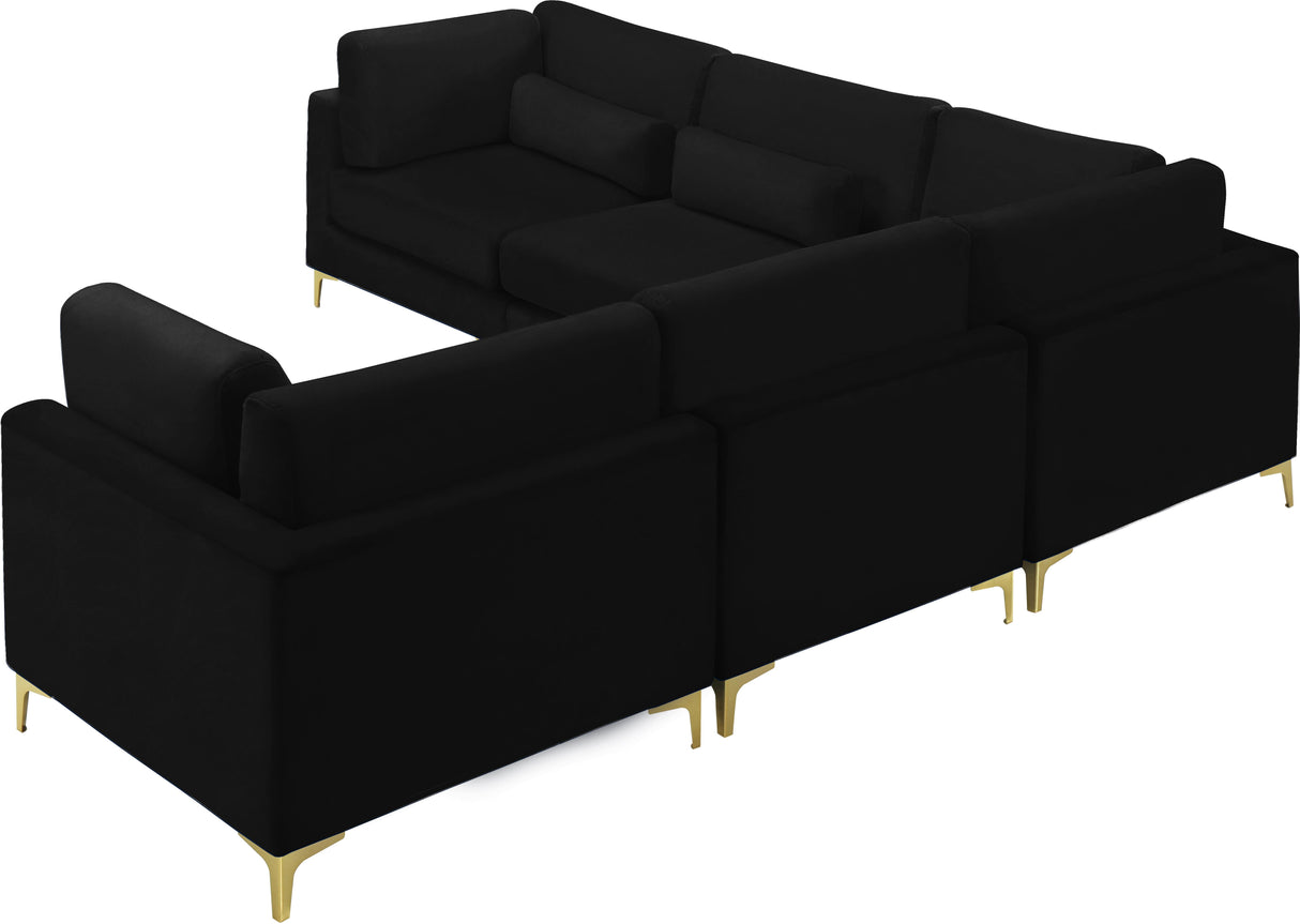 Julia Black Velvet Modular Sectional (5 Boxes) - galleria furniture outlet