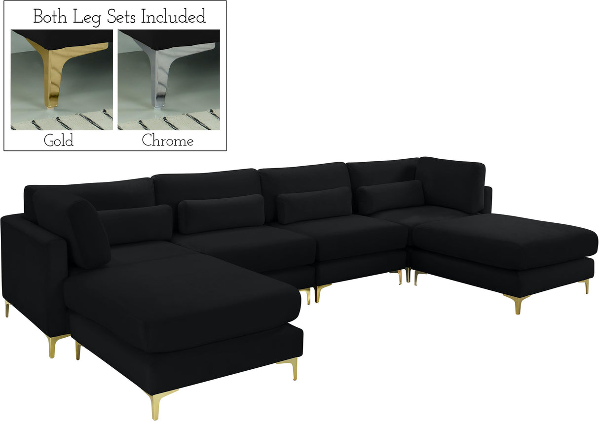 Julia Black Velvet Modular Sectional (6 Boxes) - galleria furniture outlet
