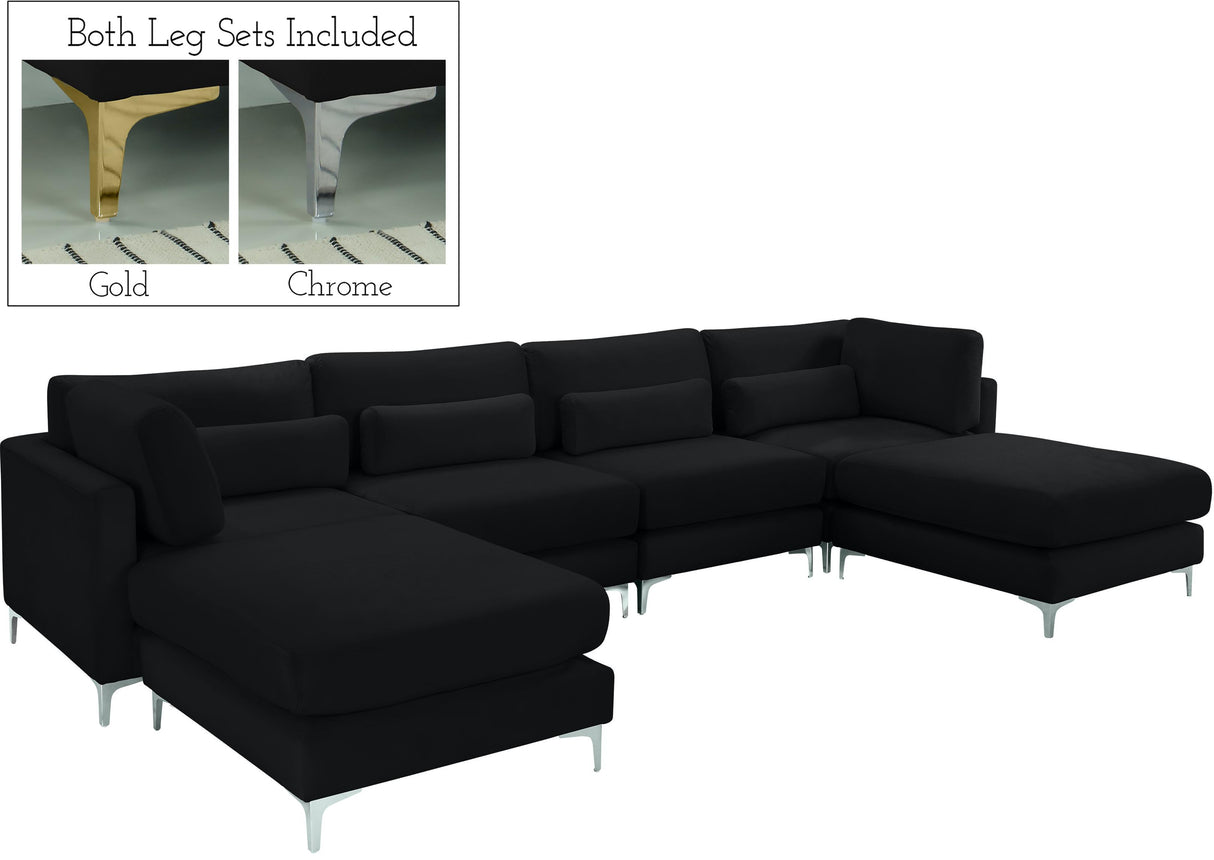 Julia Black Velvet Modular Sectional (6 Boxes) - galleria furniture outlet