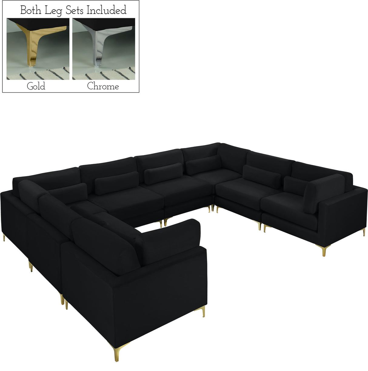 Julia Black Velvet Modular Sectional (8 Boxes) - galleria furniture outlet