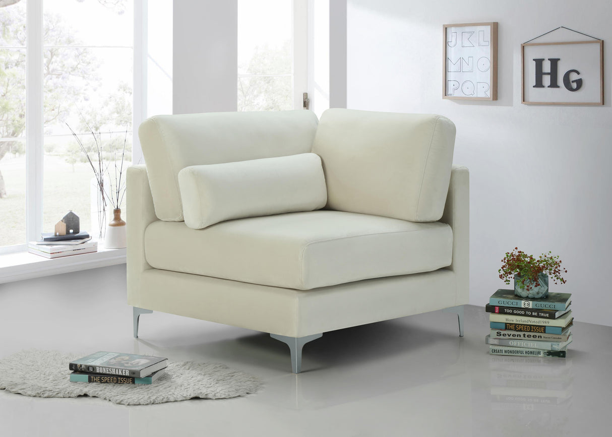 Julia Cream Velvet Modular Corner Chair - galleria furniture outlet