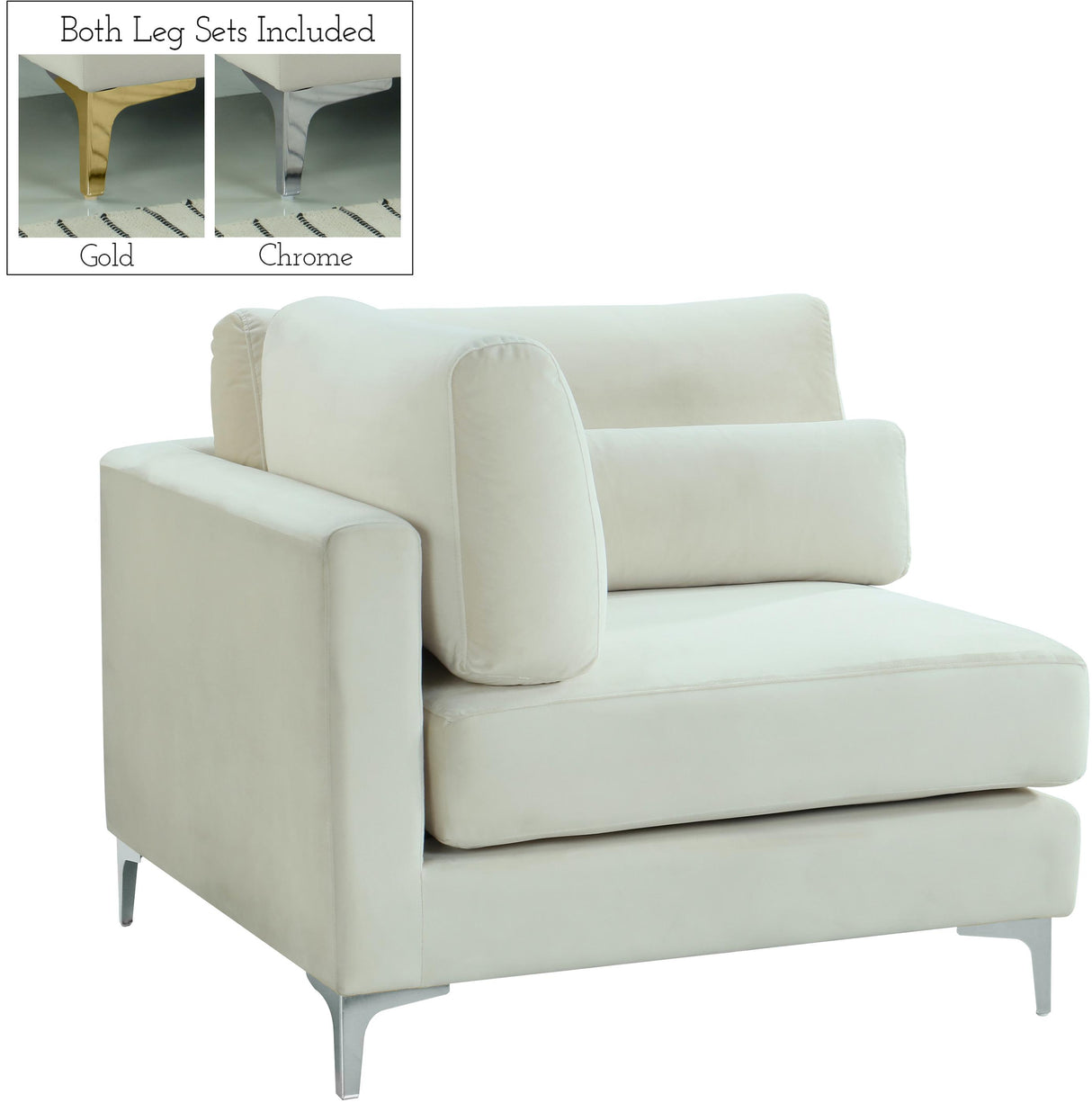 Julia Cream Velvet Modular Corner Chair - galleria furniture outlet