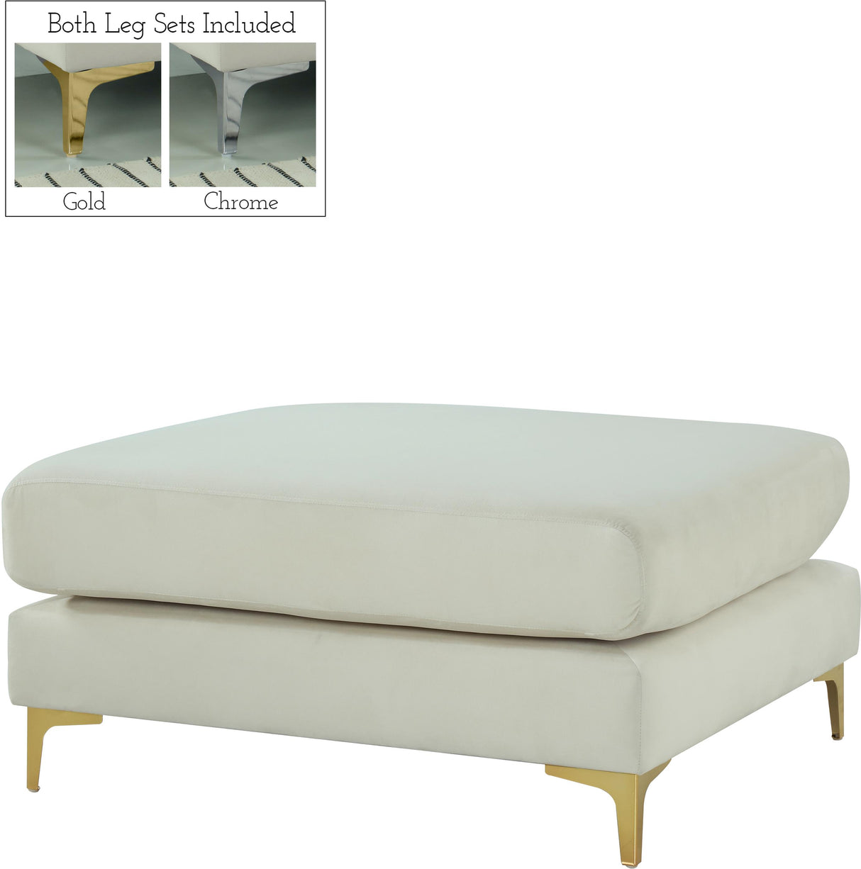 Julia Cream Velvet Modular Ottoman - galleria furniture outlet
