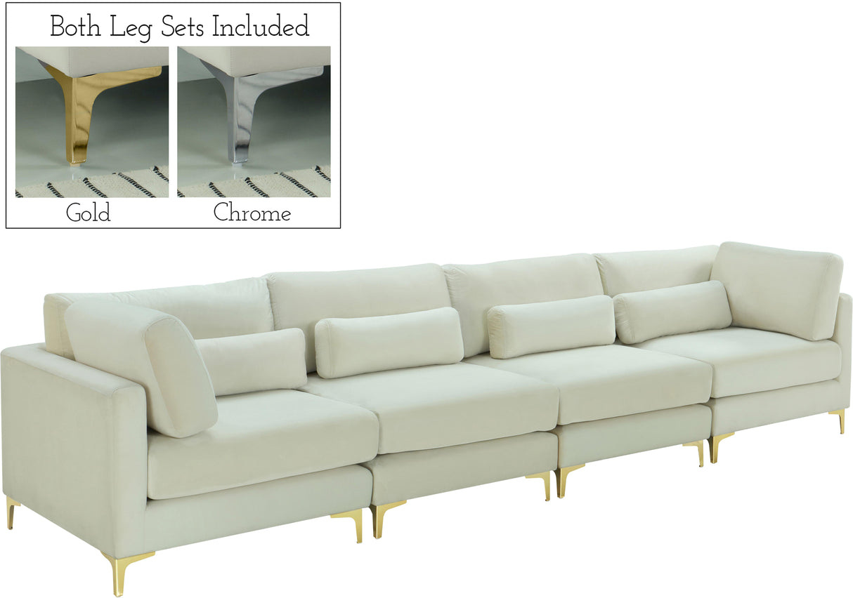 Julia Cream Velvet Modular Sofa (4 Boxes) - galleria furniture outlet