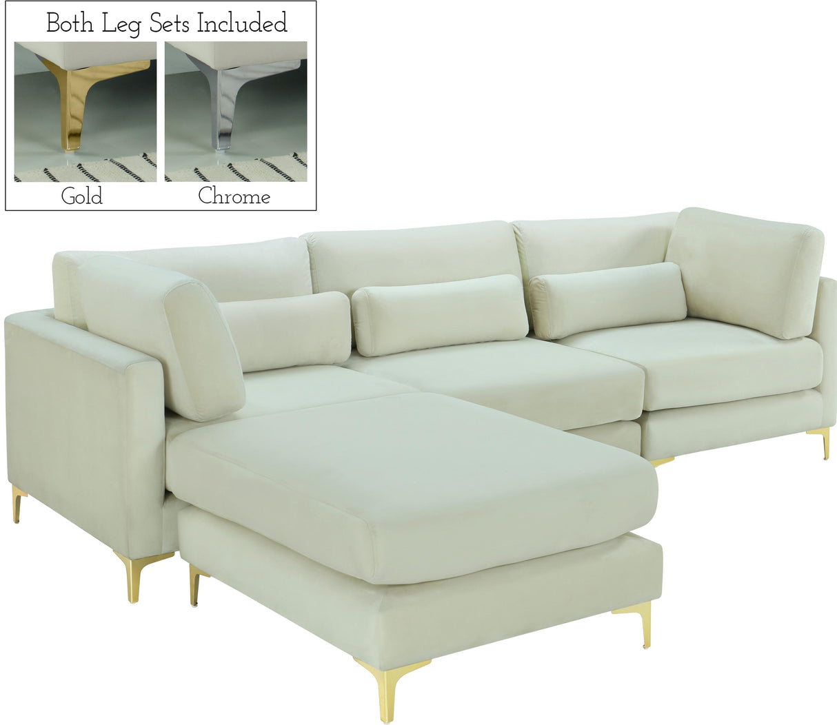 Julia Cream Velvet Modular Sectional (4 Boxes) - galleria furniture outlet