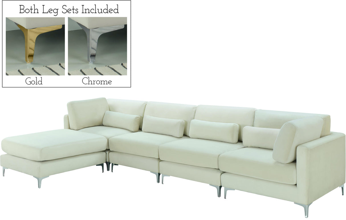 Julia Cream Velvet Modular Sectional (5 Boxes) - galleria furniture outlet