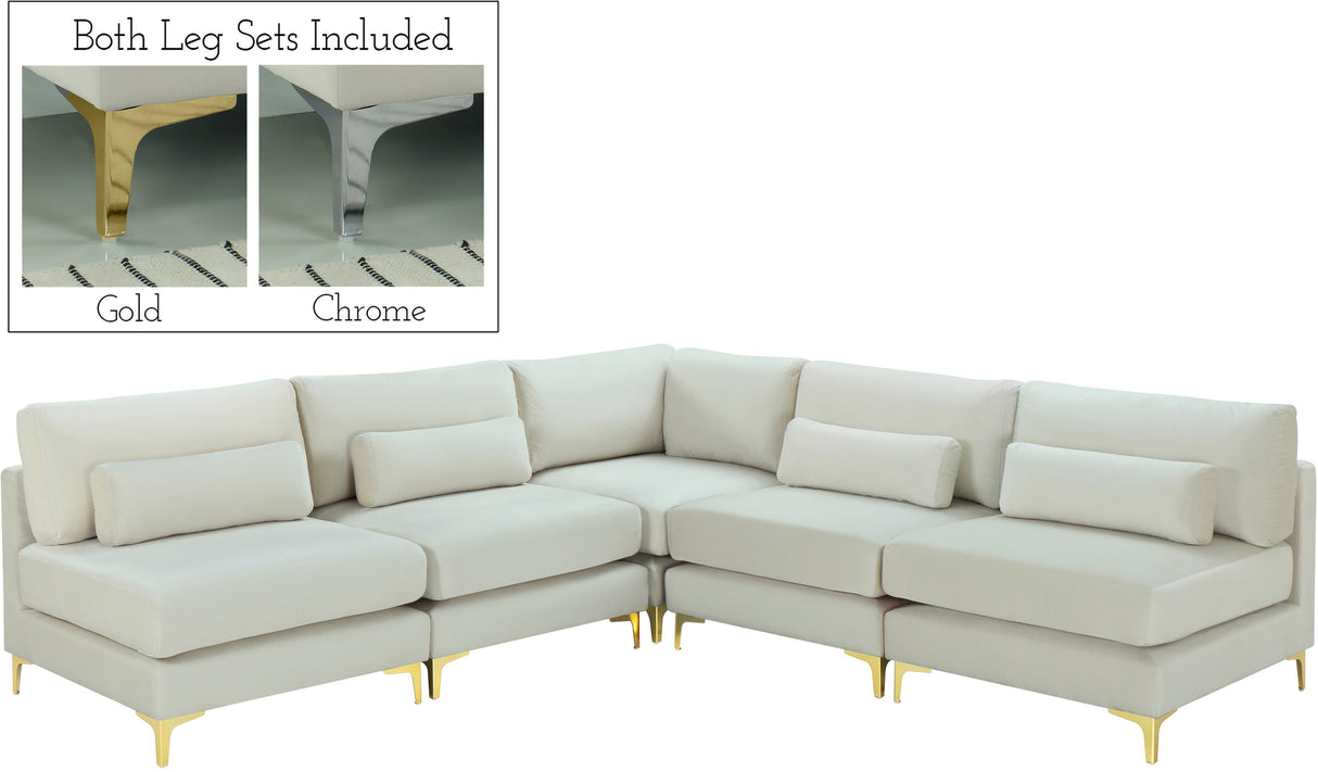 Julia Cream Velvet Modular Sectional (5 Boxes) - galleria furniture outlet