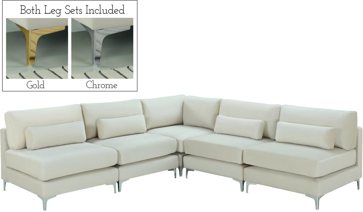 Julia Cream Velvet Modular Sectional (5 Boxes) - galleria furniture outlet