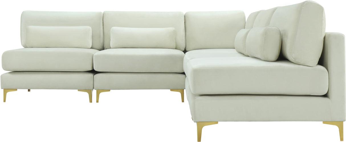 Julia Cream Velvet Modular Sectional (5 Boxes) - galleria furniture outlet