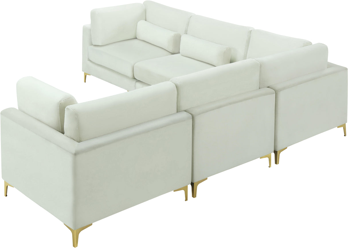 Julia Cream Velvet Modular Sectional (5 Boxes) - galleria furniture outlet