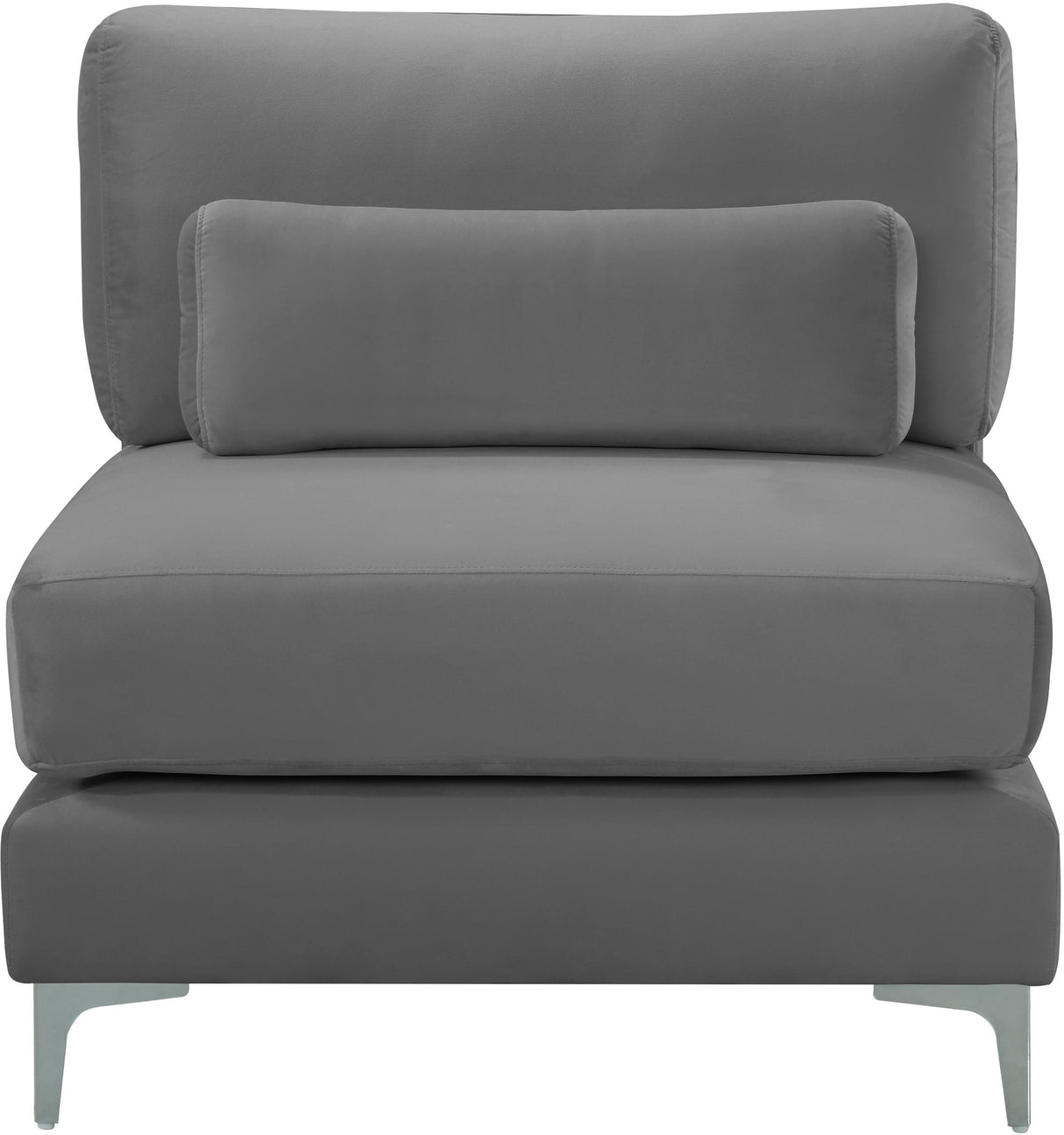 Julia Grey Velvet Modular Armless Chair - galleria furniture outlet