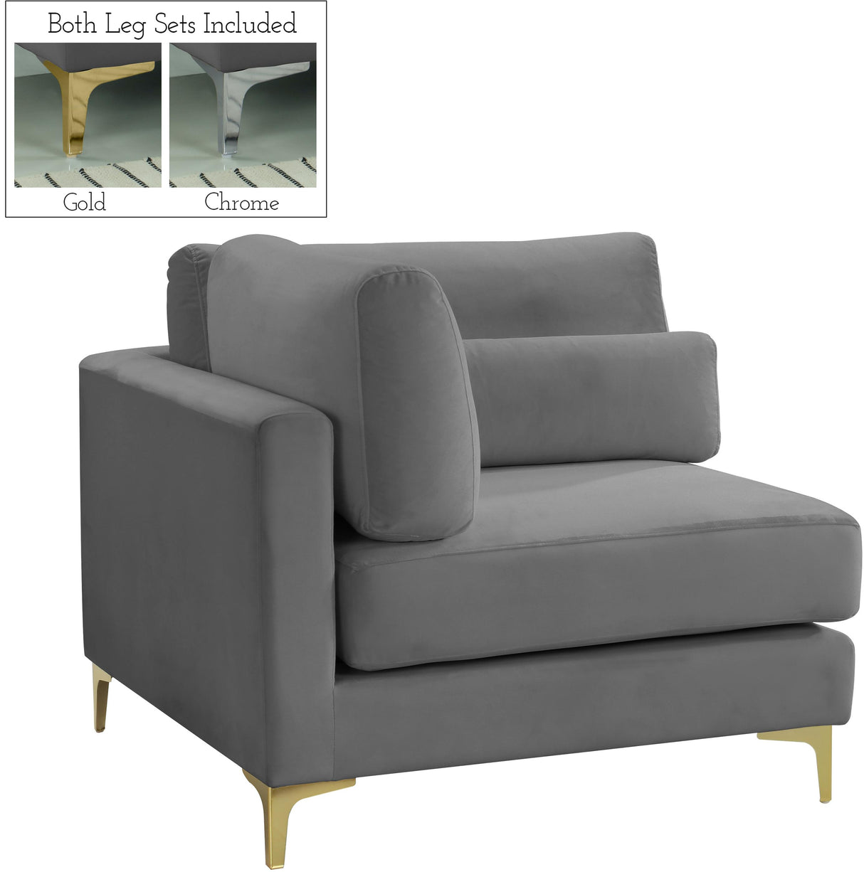Julia Grey Velvet Modular Corner Chair - galleria furniture outlet