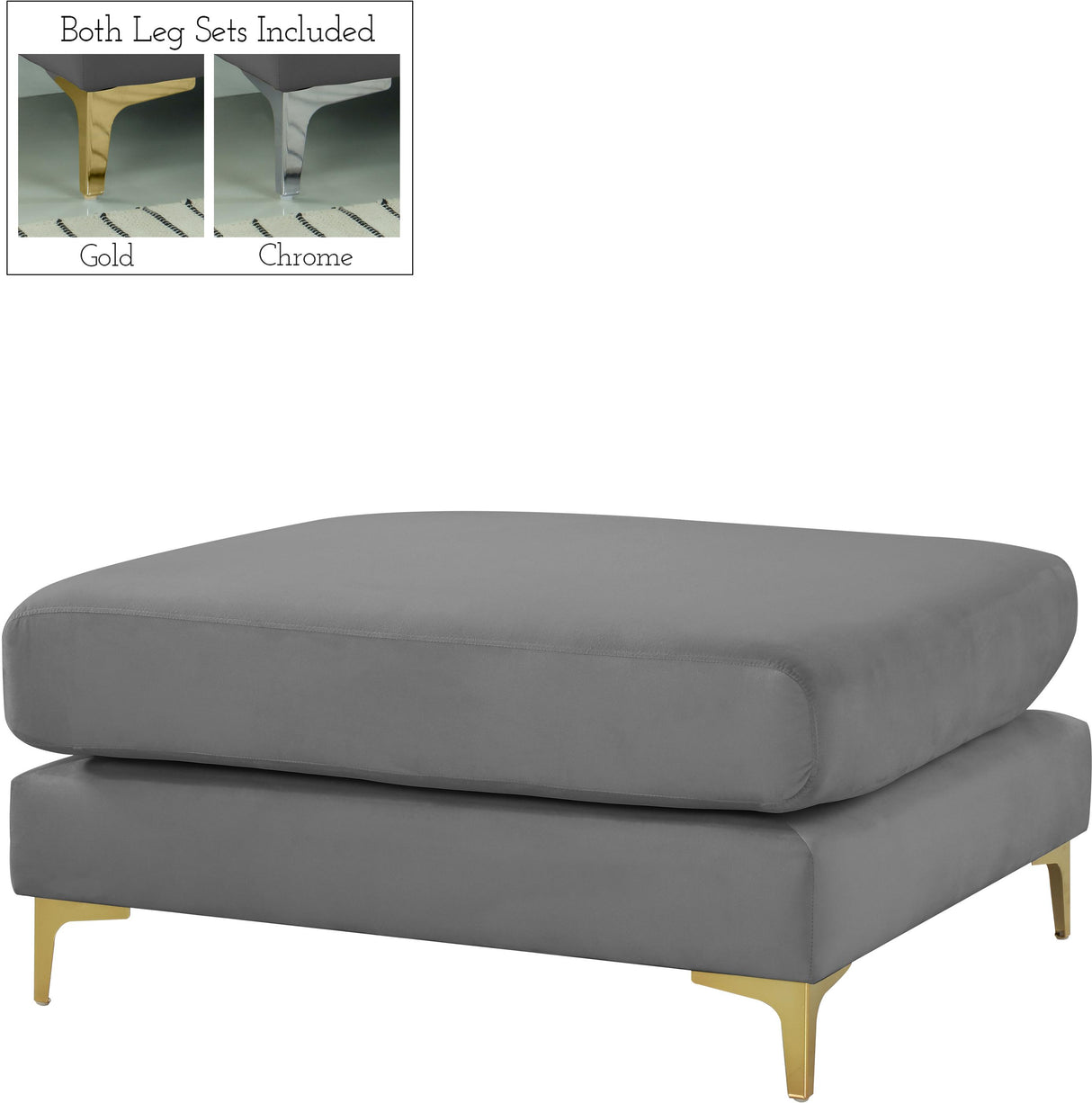 Julia Grey Velvet Modular Ottoman - galleria furniture outlet