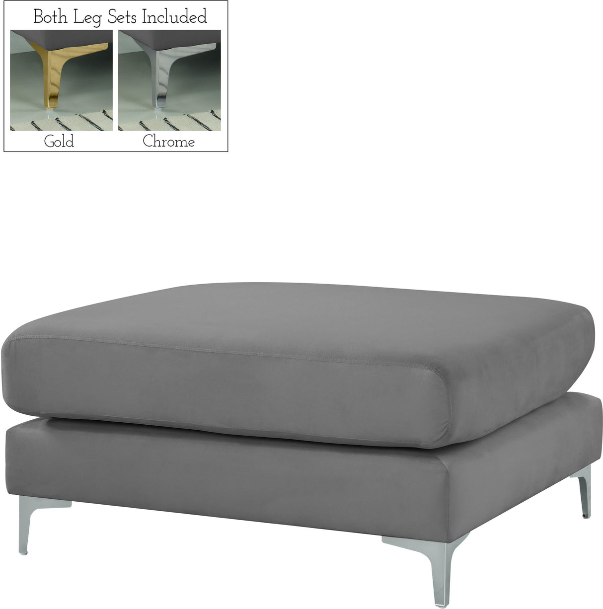 Julia Grey Velvet Modular Ottoman - galleria furniture outlet